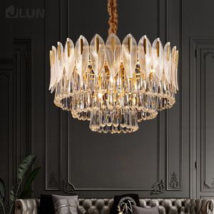 Lâmpada pendente lustre pós -moderno lustres de cristal de luxo em casa sala de jantar quarto de lustre redondo lustres