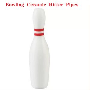 Newest Smoking Pipe Bowling Shape Ceramic Hitter Pipes Portable White Filter Dry Herb Tobacco Cigarette Holder Mouthpiece Catcher Taster One Hitters Pipes