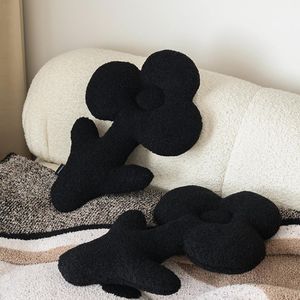 Kudde/dekorativ kudde ensam blommor svart färg söt formad säng dekorativ 48x31 cm modern stil soffa kuddkudde/dekorativ