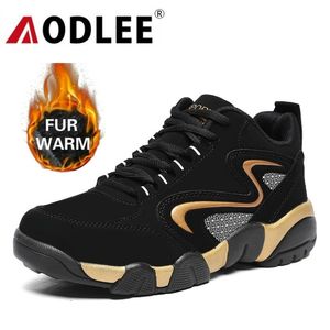 AODLEE Winter Leather Shoes Men Boots Plush Warm Outdoor Snow Boots Men Sneakers Waterproof Ankle Boots Men Shoes botas hombre 201204