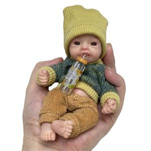 Lovely 6 Inch Palm born Babies Full Body Silicone Boys Reborn Dolls Bebe Reborn Corpo De Silicone Inteiro 220608