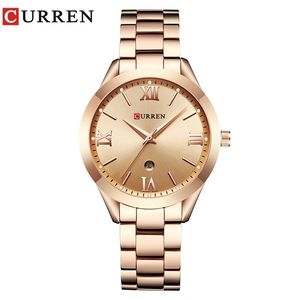 Curren Gold Watch Kobiety zegarki Ladies 9007 Stalowa bransoletka dla kobiet Zegar Relogio Feminino Montre Femme 220618