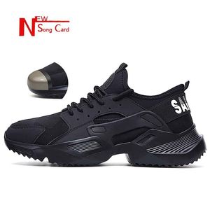 Şarkı Kart Hafif Moda Nefes Alabaç İş Spor Ayakkabıları Güvenlik Ayakkabıları Erkek ve Kadın Çelik Toe Cap Anti-Crush İş Güvenlik Botları 220810
