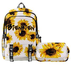 HBP Sunflower School Bage Set Student Backpack podwójny ołówek torba dwuczęściowa Plecak 220804