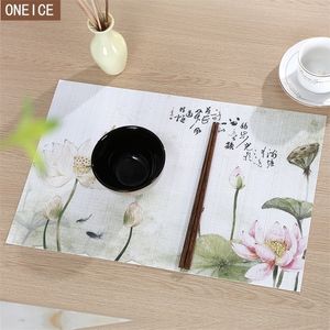 Chinese table placemat PVC rectangular Ink painting Heat-resistant coaster slip easy to clean and home decoration placemat T200415