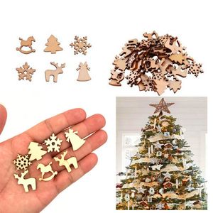 Weigao 1set Wooden Christmas Tree Ornaments Mini Snowflake Pingents Pingents Decorações para o presente do ano em casa Y201020