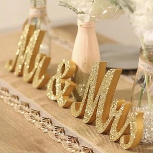 Casamento de decoração de festa Sra. Sra. Wooden Letters Sign para decoração de mesa Ornamentos para desktop ornamentos de aniversário Evento PO Propsparty