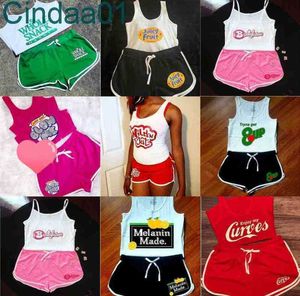 Women Tracksuits Two Piece Set Designer Letters Pattern Printed Summer Vest Sports Casual Sexy Shorts Outfits