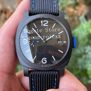 44mmの時計は黒いセラミックメンズオートマティックP.9010ムーブメント1176オフィシャインvsチタンアロイスポーツパワーリザーブVSFファクトリーサファイアパム腕時計を見る