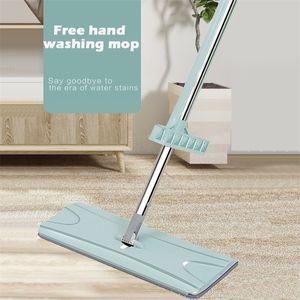 Mop magico auto-strizzante Lavaggio a mano libera Mop piatto Rotazione automatica 360 Rotante per pavimenti in legno Mop Cleaner Pulizia domestica pigra T200612