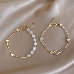 Link Chain Opal Heart Bracelet Female Special-Interest Design Girlfriends Cold Style