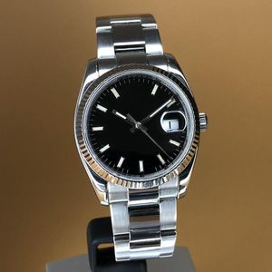 Orologi di fabbrica 2813 Movimento automatico Orologio da uomo 36mm quadrante nero moda donna Orologio da polso vetro zaffiro Cinturino in acciaio inossidabile m115234 record giornaliero