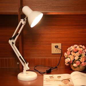 Lâmpadas de mesa Arm longo braço de balanço Ajustável mesa clássica E27 LED com luz de interruptor para o escritório Reading Night Bedside Home E27Table