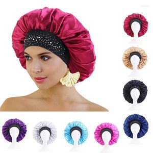 Beanie/Kafatası Kapakları Kadın Saten Renk Geniş Akıllı Saç Bant Uyku Kapağı Gevşek Sıyırıcı Toz Koşullu Kolay Sargı Şapka Kemoterapi Oliv22