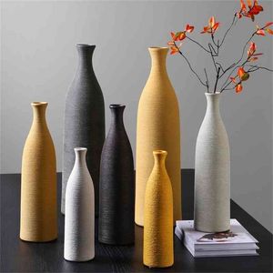 Modern enkel keramisk vas Creative Living Room White Black Nordic Home Decoration Ornaments Art Ceramic Vase Home Decor 210409