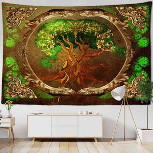 Tapestry World Tree Carpet Wall Hanging Boho Decor tyg Tapeleries Psychedelic