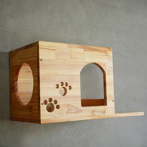 Cat Toys Wood Hanging House Wall Mounted Nest Kitten Climbing Scratching Frame DIY Pet Tower Condo HW170Cat