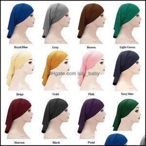 Beanie/Skl Caps Hats Hats Scarves Gloves Fashion Accessories Solid Color Women Girl Headscarf Bandana Beanie Turban H Dhsm1