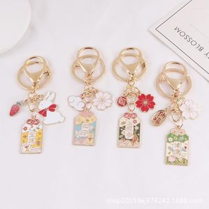 Keychains Fashion Strawberry Cloud Gold Color Keychain Cute Amulet Omori Metal Keyring For Women Bag Pendent Airpods Accessories Fred22