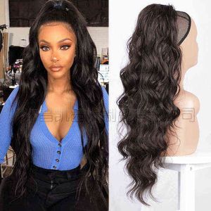 NXY Wigs Xuchang Long Curly Female Drawstring Horsetail Hair Piece S Large Wave Chemical Fiber 220527