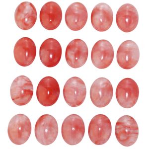 Cherry Quartz Oval Flat Back Gemstone Cabochons Healing Chakra Watermelon Crystal Stone Bead Cab Cover Inget hål för smycken hantverk