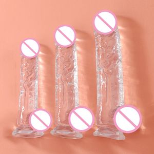 Massagem Jelly Dildo para mulheres brinquedos de vidrões anal para adultos 18 fêmea masturbadora pênis Copa da copa do orgasmo g-spot