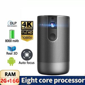 Smart DLP Miniprojektor 1080P 2.4G 5G trådlös projektor Full HD Android 2G 16G Videostöd 4K 3D Game Beamer