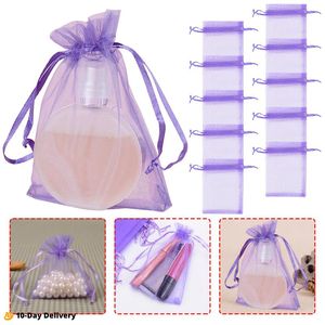 Gift Wrap Pack 10 9cm X Beautiful Purple DIY Holiday And Dark Favour Home Bags Organza 7cm Decration Decorations Party Supplies PartyGift