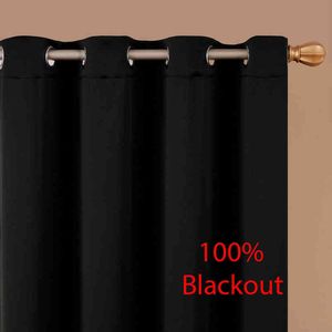 100% Blackout Curtains For Living Room Blind Solid Curtains For Kitchen Bedroom Window Home Decor Window Curtains Black Curtain L220711