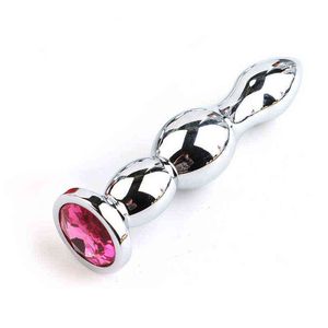 NXY Anal Toys Metal Plug Jewel Sexo para mulheres e homens Longo produto erótico de massagem de próstata 220505