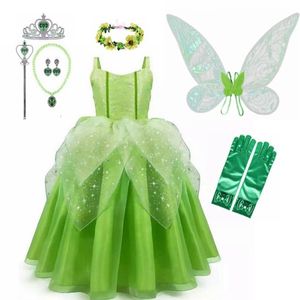 Dziewczyny Flower Fairy Up Kids Princess Fairies Fantazyjna sukienka z skrzydłami Dziecko Halloween Kostium Kostium Elves Party Ubrania 2203281m