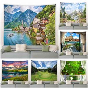 Tapestry Beach Landscape Wall Carpet Forest Mountain Ocean Rural Natural Home R