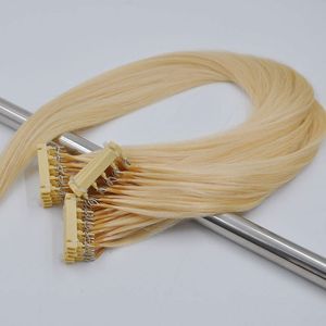 Nya ankomstprodukter Toppkvalitet Virgin Hair 6D Pre Bonded Human Hair Extensions Blond Färg 613 # 0.8Gram One Strand 300 Strands Pack