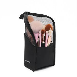 Kosmetiska väskor fall PC Stand Bag For Women Clear Zipper Makeup Travel Kvinnlig borsthållare Organiser Toalettrett Bagcosmetik
