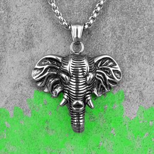 Hänge halsband elefant djur långa män hängen kedja punk för pojkvän manlig rostfritt stål smycken kreativitet present grossist beroende