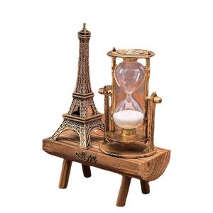 Creative Retro Decorative Objects Plastic Iron Tower Hourglass wind mill sailboat Ornaments Simple and Modern Home Study Wooden Pendulum Home Accents