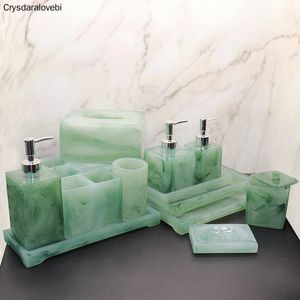 Luxury Green Bathroom Accessories Set Toilet Tissue Box Hand Sanitizer Bottle Soap Dispenser Restroom Decoration Storage Tray To 220523