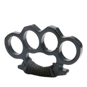 Thickened Finger Fiber Glass Tiger Black Fist Clasp Self-defense Iron Four Fingers with Rope for Self Defense