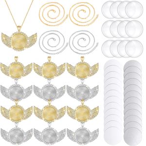 Hänge halsband sublimering vinge tomma brickor set 12 strass ram rund ammep