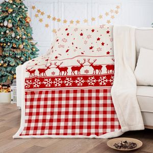 Coperte Coperta scozzese rossa Natale Kid Twin Size Letto Sherpa Flannel Star Pattern Divano caldo invernale per adulti per ragazzi regalo