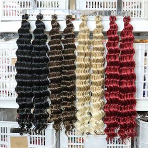 22インチオンブルブロンドシンセティックヘアカネカロン繊維ルーズブラジルの深いねじれ波かぎ針編みの編み髪