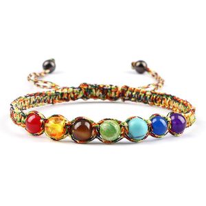 Fili di perline Bracciali in pietra naturale 7 Chakra Healing Bracciale intrecciato regolabile Yoga Banlance Braccialetti Gioielli di moda Regalo per le donnePerlina