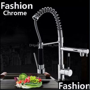 Modern Chrome mässing Spring Kitchen kran Swivel Spout Sink Mixer Tap Deck Mount leverans 2021 kranar kranar duschar ACCS Home Gar