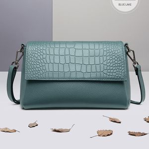 Evening Bags 100% Real Leather Lady's Shoulder High-grade Crocodile Pattern Embossed Large Capacity Leisure Messenger HandbagsEvening