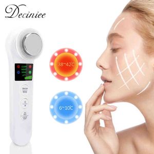 Ricaricabile Hot Cold Hammer Massager di vibrazione del viso LED Face Lifting Cura della pelle Spa Massaggio di bellezza Rimuovi rughe220429