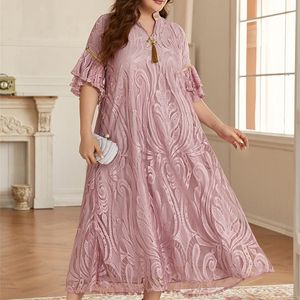 TOLEEN Women Plus Size Maxi Dresses Large Summer Pink Oversized Luxury Elegant Evening Party Abaya Long Muslim Clothing 220525