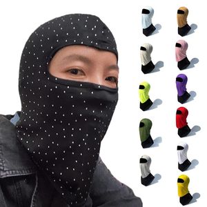 Basker cyklar motorcykel full ansiktsmask glänsande strass sol huva balaclava halsarfberets