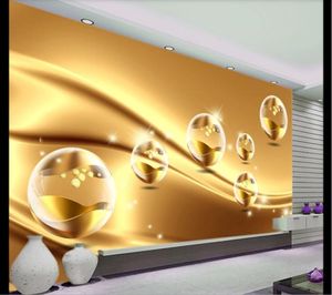 Modern golden line ball decoration high-grade mural bedroom living room custom wallpaper 8D waterproof material