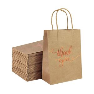 21cm Portable Paper s Thank You Gift Packaging for Thanksgiving Wedding Birthday Guests Navidad Christmas Present Bag 6P 220704