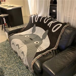 Anime My Neighbor Totoro Bawełniany koc mata do kąpieli Ręcznik na drzemkę Sofa Koce dla dzieci Prezent 125x150cm Drop 201113